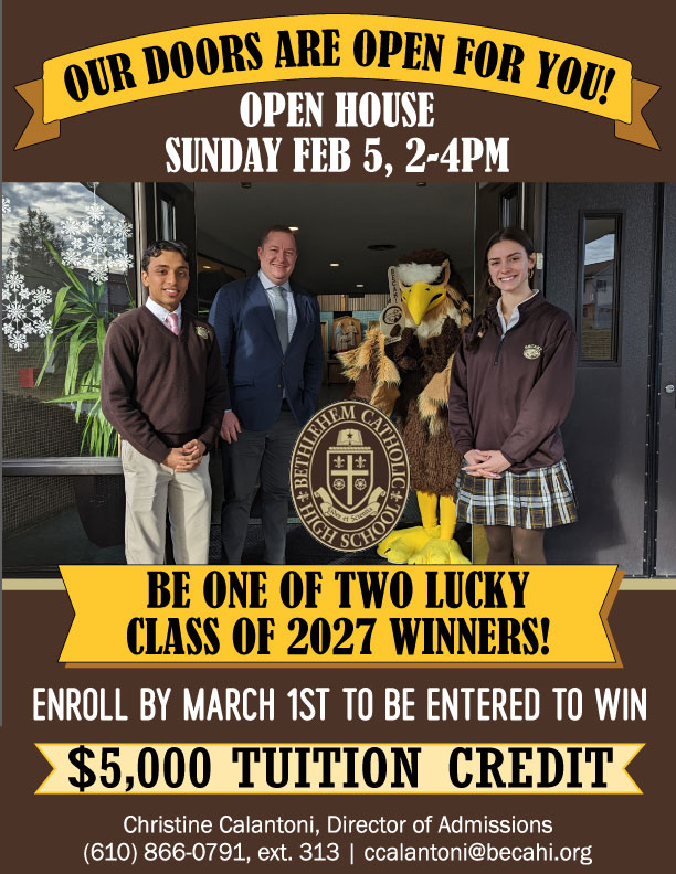 Open House February 5 from 2-4 PM. Register by March 1 to win one of two $5,000 tuition credits