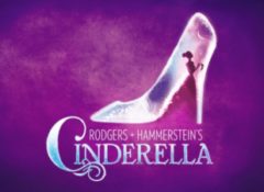 Image of Rodgers and Hammerstein's Cinderella, a glass slipper with Cinderella inside.
